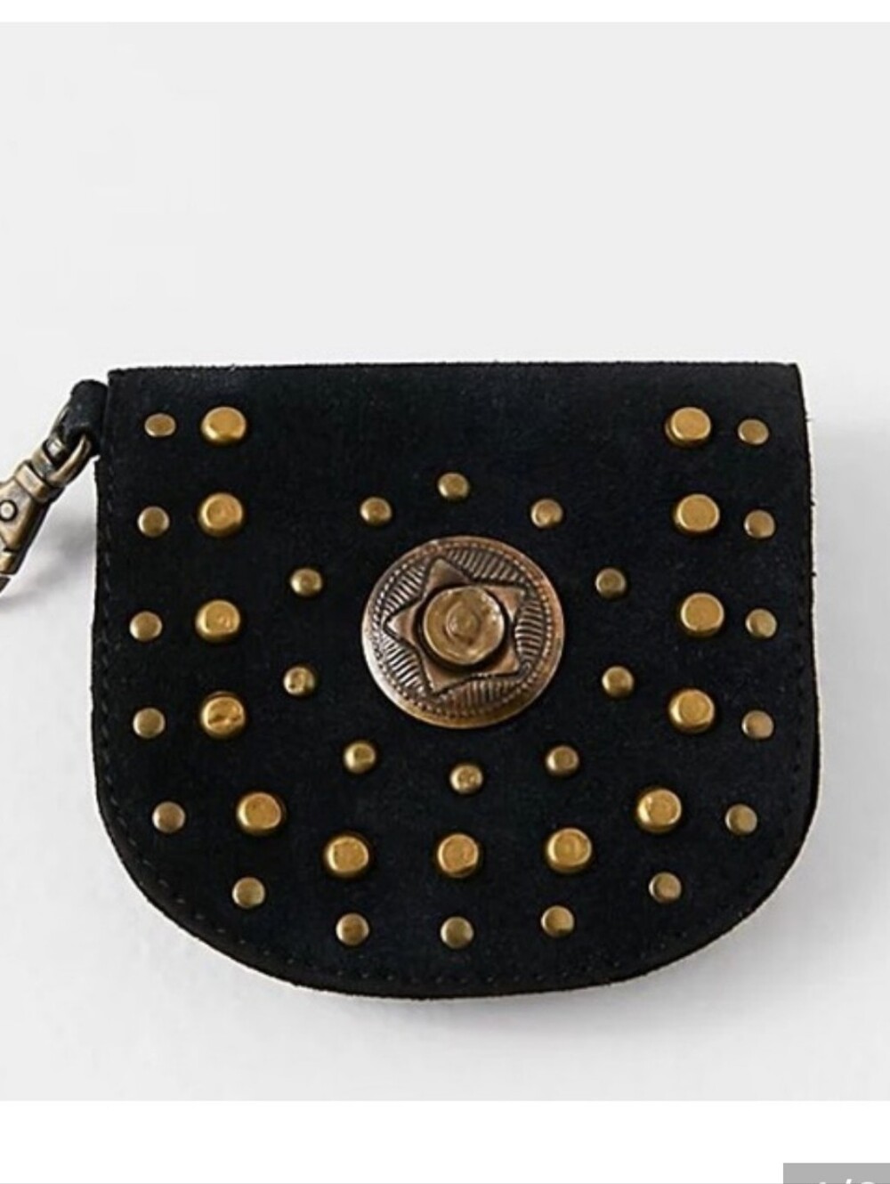 Free People Studded Clip On Wallet Black Suede Z565